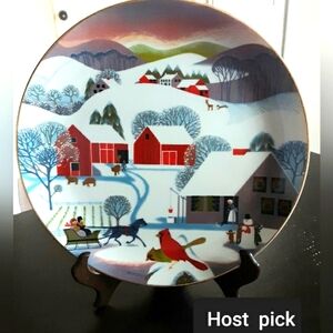 1980 Christmas plate decor. Betsy Bates signed.  holiday Christmas